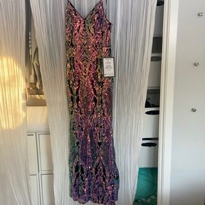 macy’s holographic prom dress
